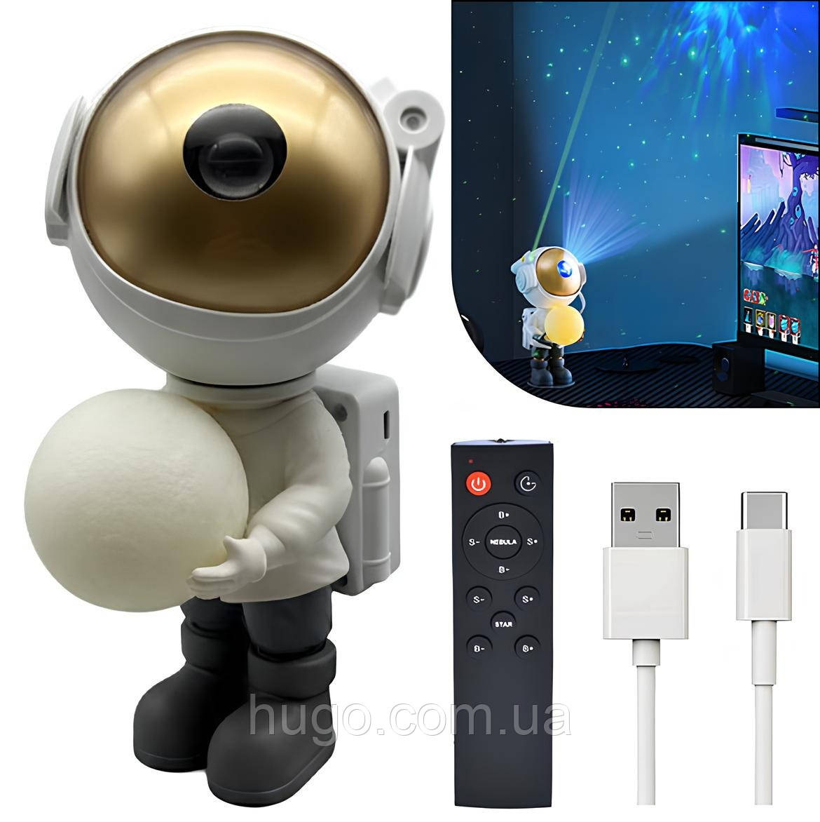 Проектор-нічник "Зоряний Космос" з пультом дистанційного керування / Дитячий нічник з проекцією космосу / Нічник-проектор, фото 1