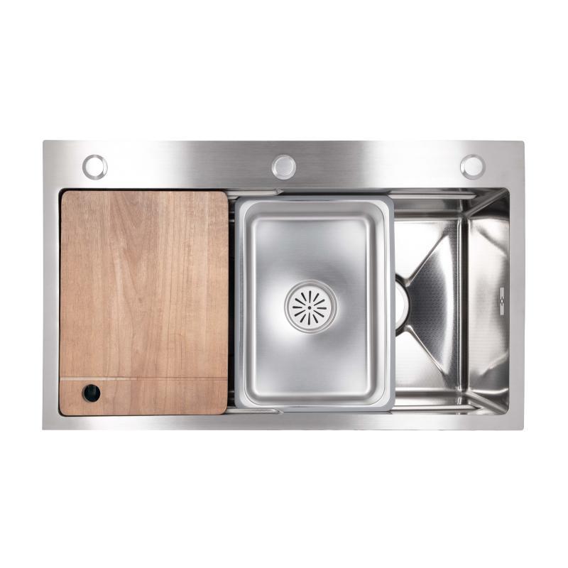 Lidz Handmade H7545 Мийка для кухні інтегрована Decor Honeycomb 3,0/1,0 мм LDH7545DEC48372, фото 1