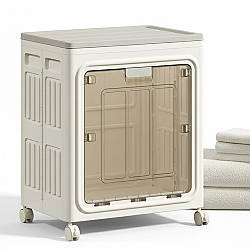 Пластикова шафа для зберігання речей / Складний органайзер з відкидною кришкою / Пересувний ящик на колесиках