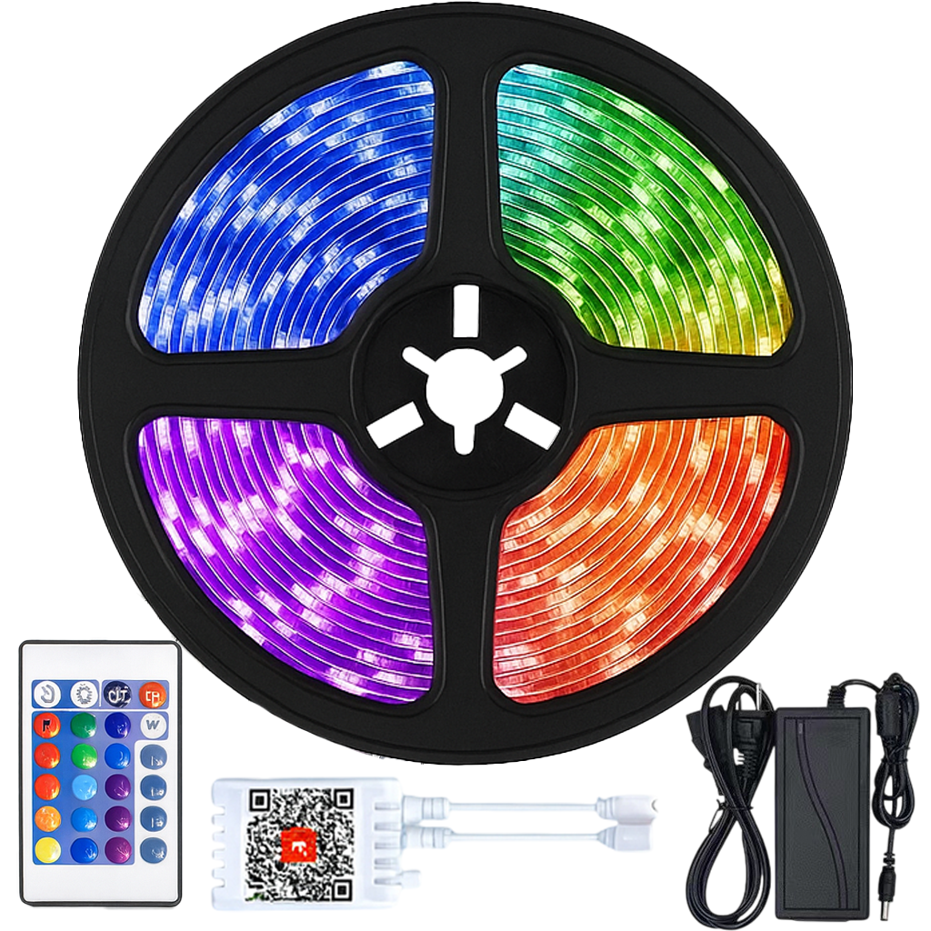 LED стрічка від мережі, 5 м, SMD 6060 + пульт та блок живлення / Світлодіодна стрічка / Підсвітка для кімнати, фото 1