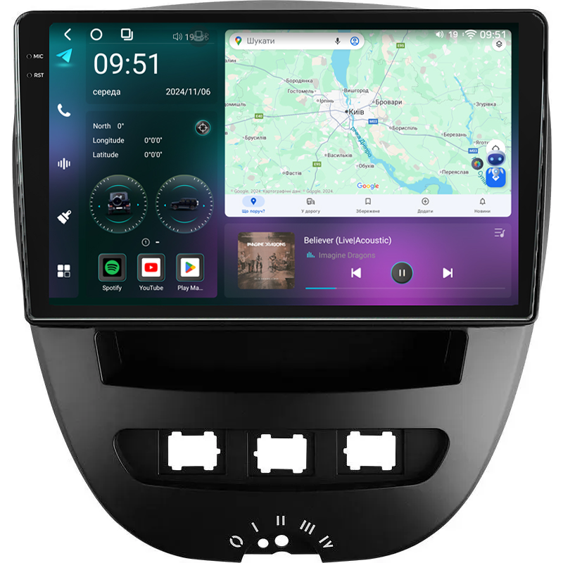 Штатна магнитола Mekede M7 Plus Toyota Aygo (2005-2014) CarPlay QleD, фото 1