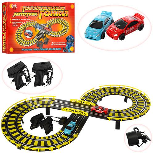 Автотрек 0809 Паралельні гонки, PlaySmart, траса 239 см з 2 машинками на пульті від мережі, фото 1