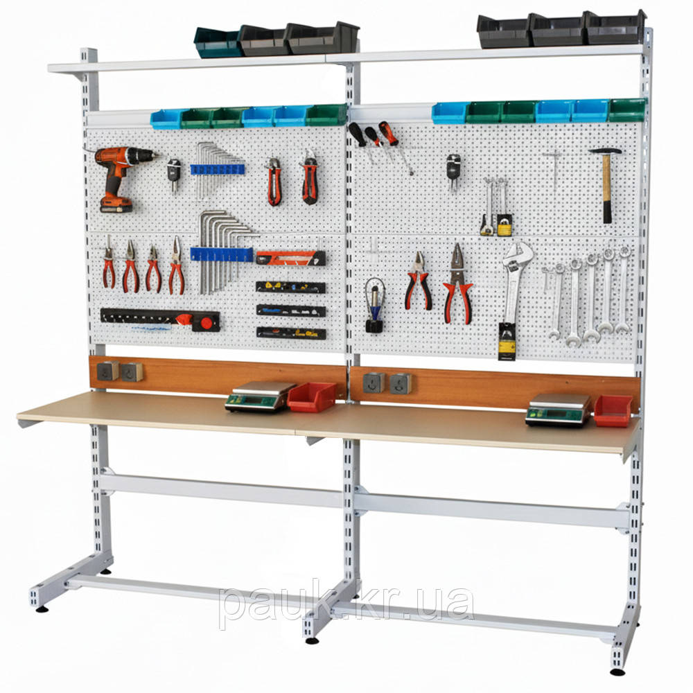 Слюсарний верстат СМ ТИП 1-1900-1500-500, верстат для монтажу, верстак металевий, монтажний верстат на СТО, фото 1
