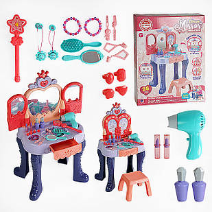 Трюмо  дитячий на 28 елементів, світло, звук, фен на батарейках, стільчик, аксесуари