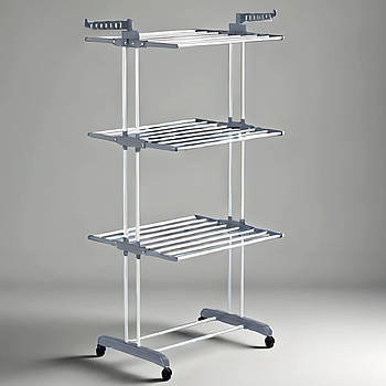 Підлогова сушарка для білизни, до 30 кг, 3 яруси, 170х126х64см / Складна сушарка для одягу / Багатоярусна суша для білизни