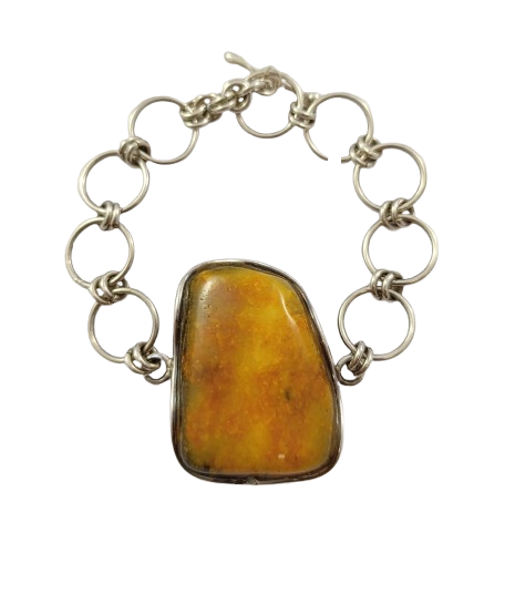 Браслет срібний з бурштином 1047BRC-m, фото 1