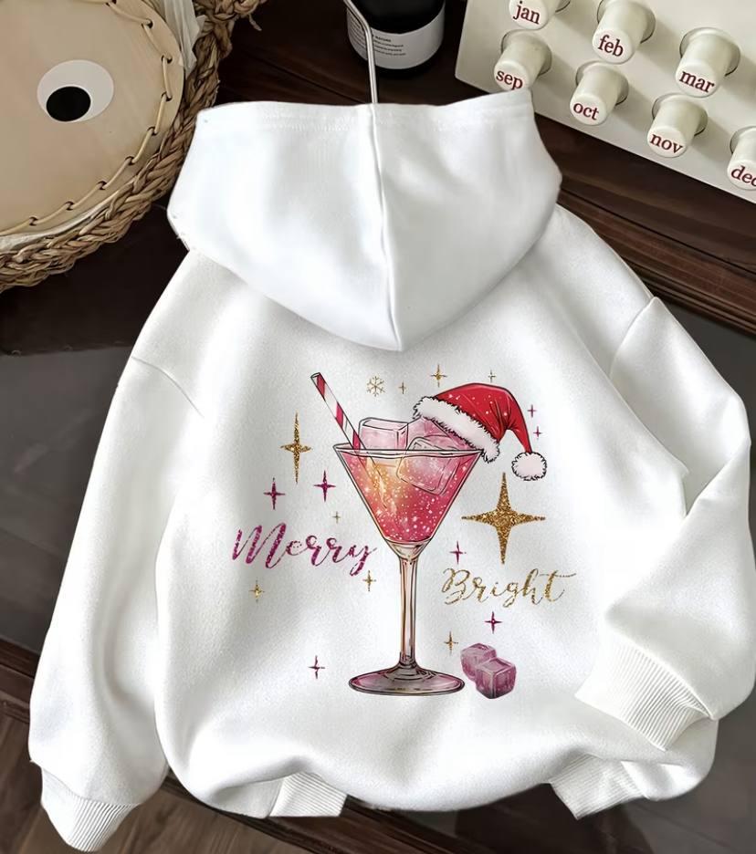 Тепле худі на флісі з новорічним принтом, фото 1