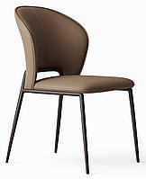 Стул с широкой спинкой и металлическим каркасом DSF-136 Кофейный