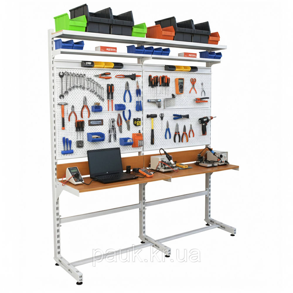 Слюсарний верстат СМ ТИП 2-1900-1500-400, стіл в майстерню, монтажний стіл, верстак металевий, робочий стіл, фото 1