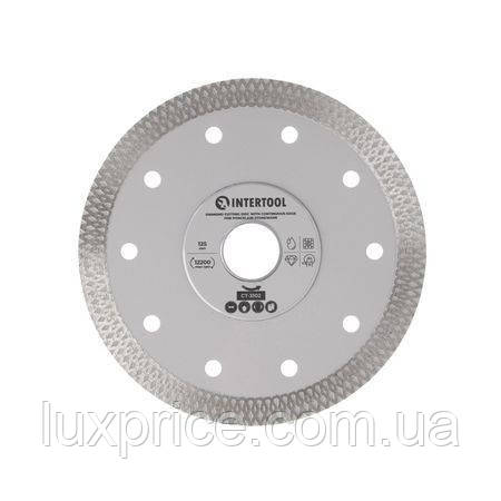 Диск відрізний алмазний, з суцільною кромкою, по керамограніту, 125 мм, 36%, 12200 об/хв INTERTOOL CT-3102LuxPrice, фото 1