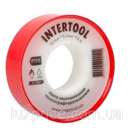 Стрічка тефлонова, фум (политетрафторетиленова), 15 м, 12×0,1 мм, 0,2 г/см³ INTERTOOL IT-0001LuxPrice, фото 1