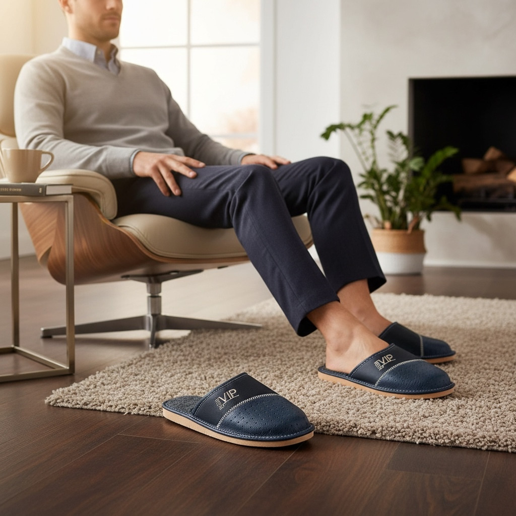 970 Домашні шкіряні капці на хутрі 42, фото 1