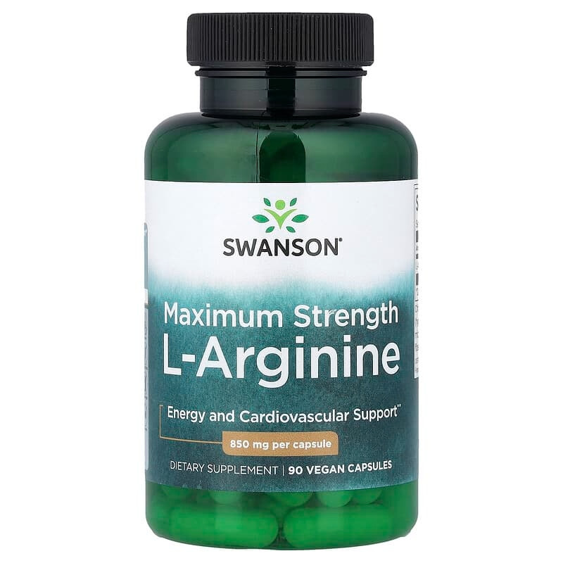 L-Аргінін Swanson L-Arginine 850 мг максимальна ефективність 90 веганських капсул, фото 1