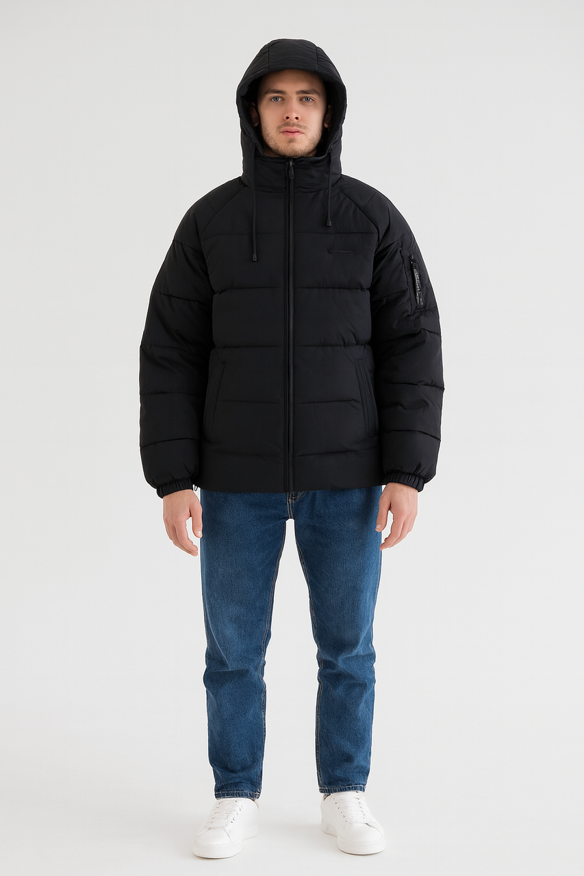 Куртка чоловіча  зимова чорна великих розмірів (JK233), фото 1