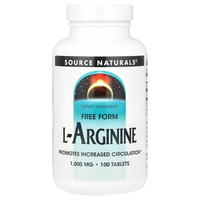 L-Аргінін Source Naturals L-Arginine Free Form 1000 мг 100 таблеток, фото 1