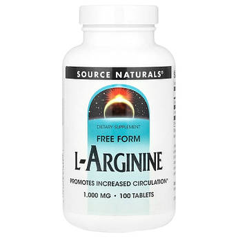 L-Аргінін Source Naturals L-Arginine Free Form 1000 мг 100 таблеток