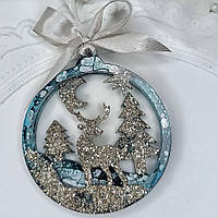 Набір з 2 молдів для створення композиції, серія "Кристалічні новорічні кульки" - "Зимовий ліс+Оленя".