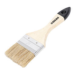Кисть флейцева Sigma натуральна щетина для малярних робіт плоска з дерев'яною ручкою 2.5 дюйма