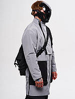 Чоловічий плащ TUR WEAR Бакуто сірий з чорним на мікрофлісі, Демісезонне пальто-тренч