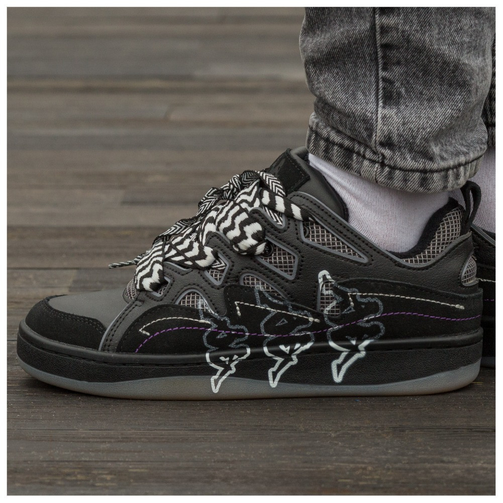 Чоловічі / жіночі дуті кросівки Kappa Fatty Black White, чорні шкіряні кросівки каппа фатті, фото 1