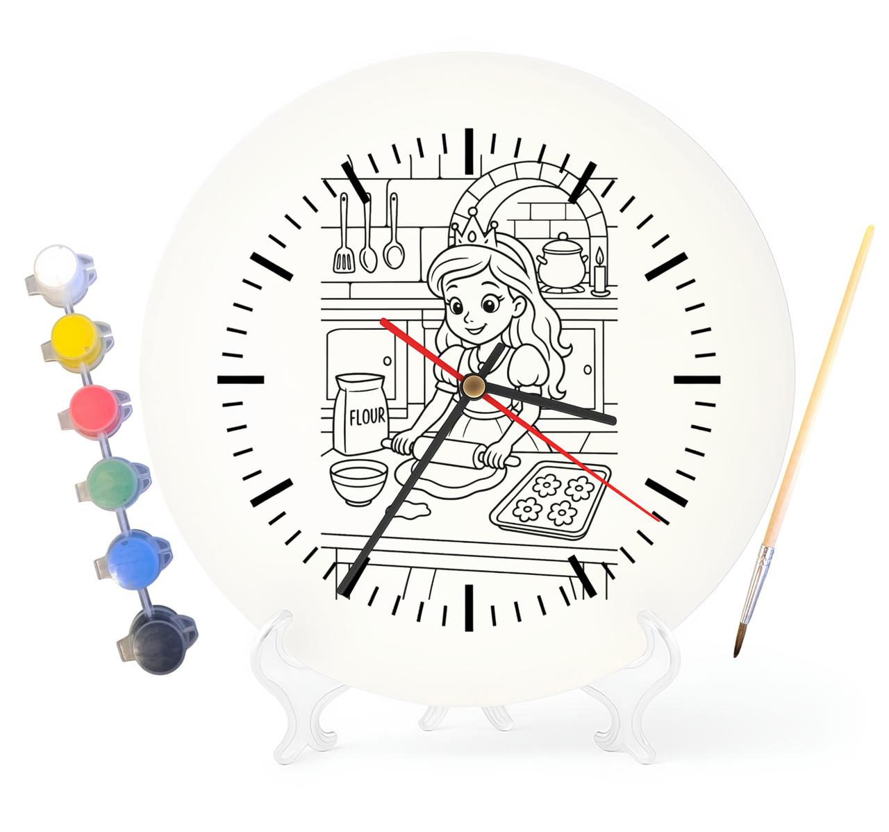 Дитячий набір для творчості годинник розмальовка Принцеса 30 см (Г0095), фото 1