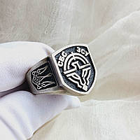 Перстень срібний Служба безпілотних систем ЗСУ печатка матова
