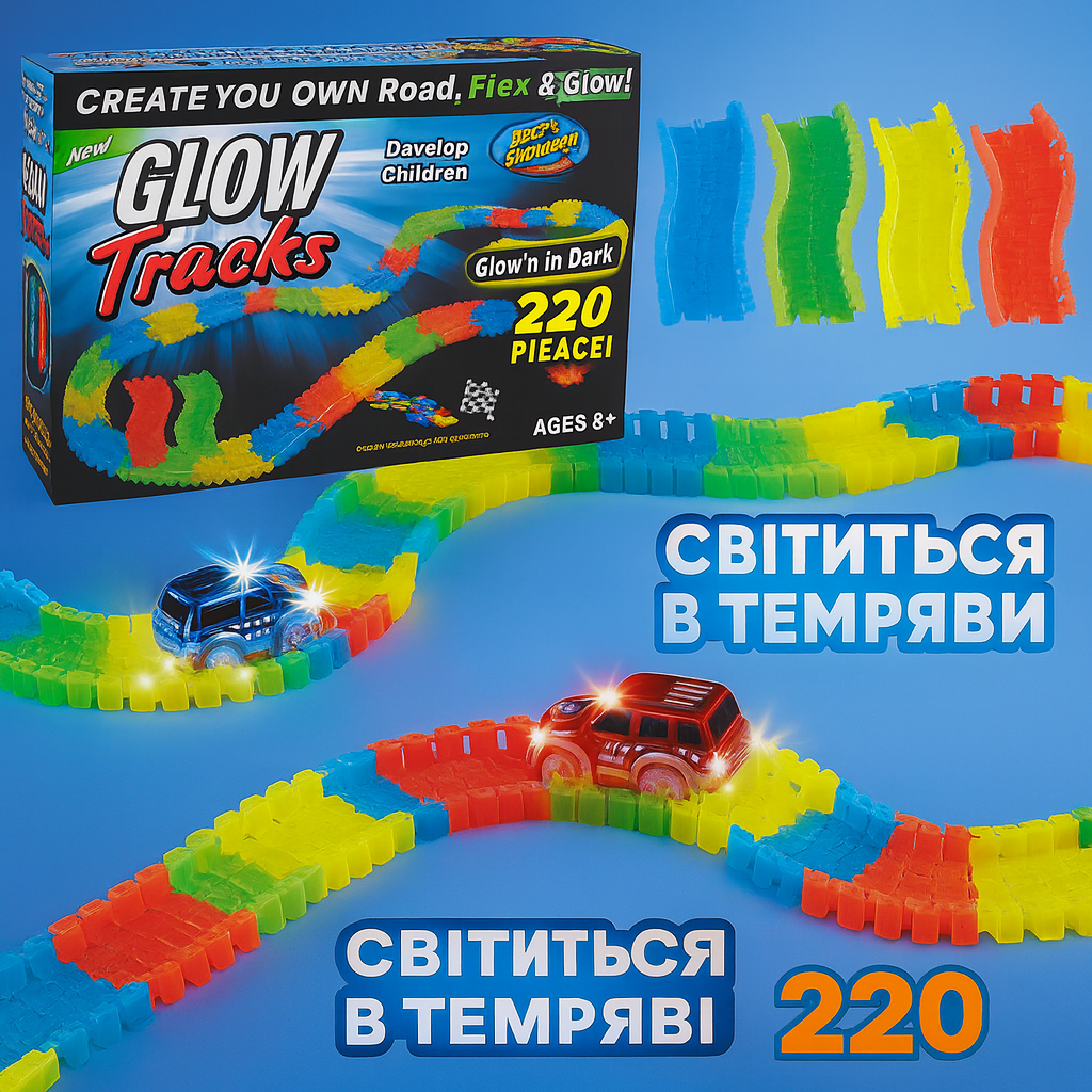 Дитячий конструктор Magic Tracks 220 деталей, фото 1