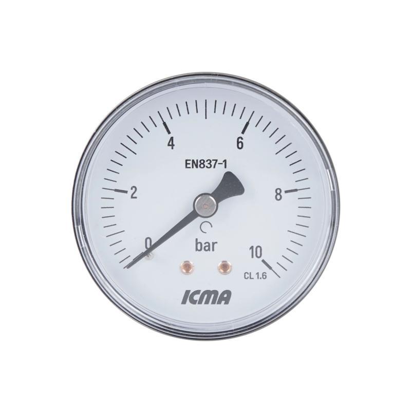 Манометр Icma 1/4" 0-10 барів, заднє під'єднання No243