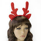 Рога Оленя ЧЕРВОНІ на обручі різдвяні велюрові