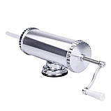 Шприц для ковбаси ручний 11×30 см горизонтальний ковбасний шприц 2 л для фаршу 3 насадки 16788-2, фото 2