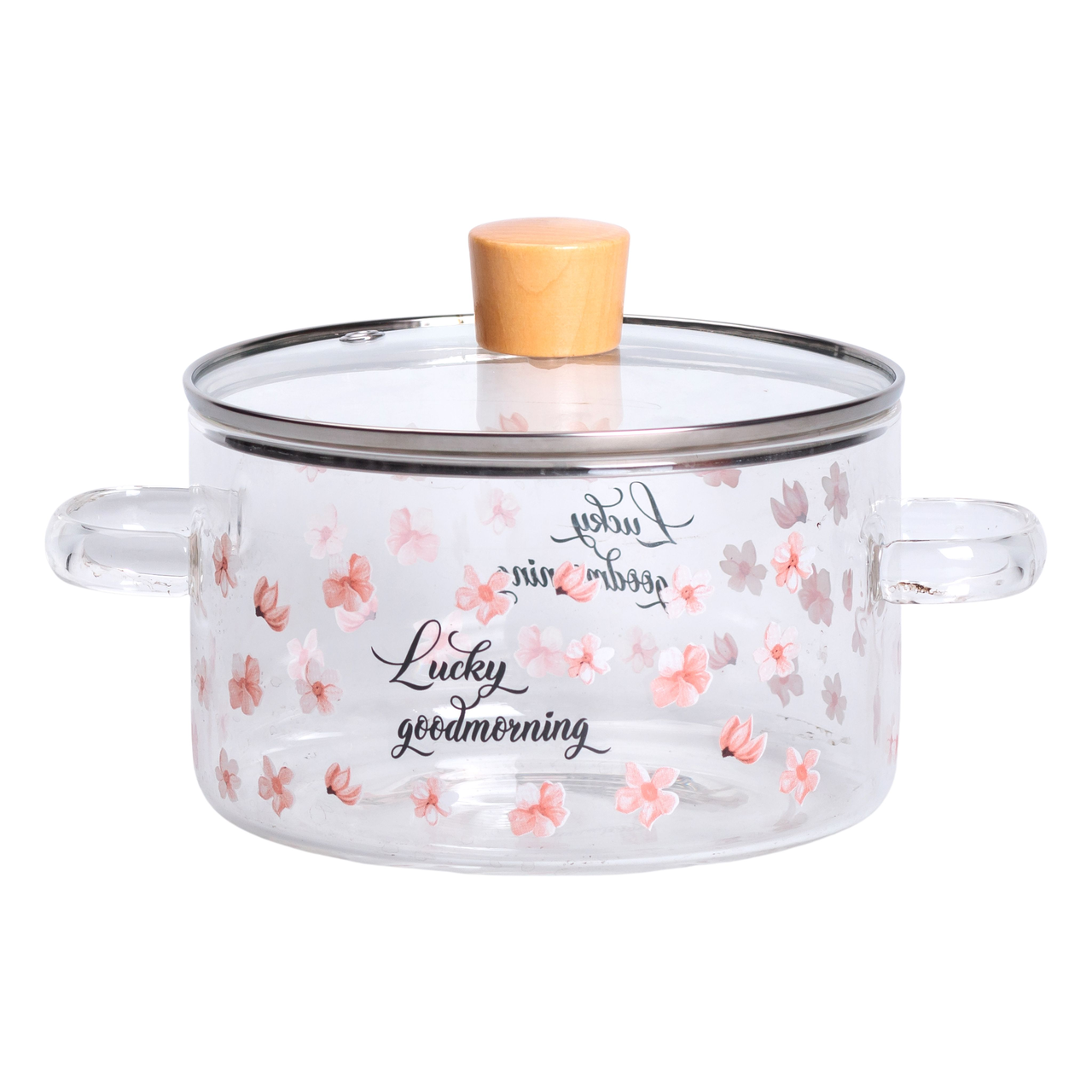 Скляна каструля прозора 1.7 літр з кришкою жароміцна HP-34-22, фото 1