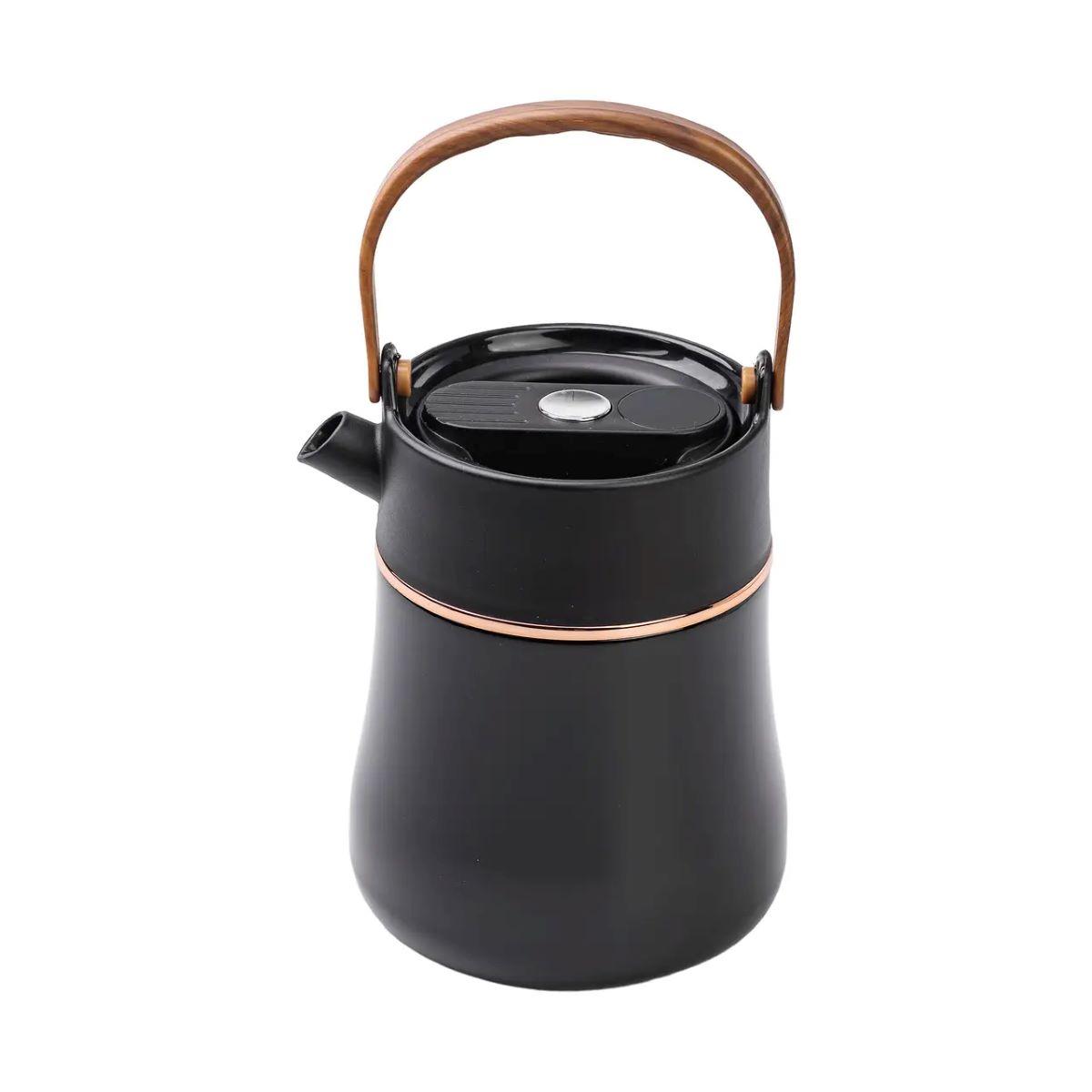 Чайник термос із датчиком температури та вакуумною ізоляцією 700 мл чорний HP-14-22B, фото 1