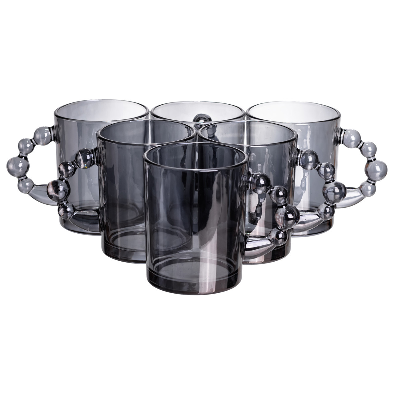 Набір чашок 6 шт для чаю та кави по 350 (мл) кружки скляні Сірий HP-19-ZD-3, фото 1