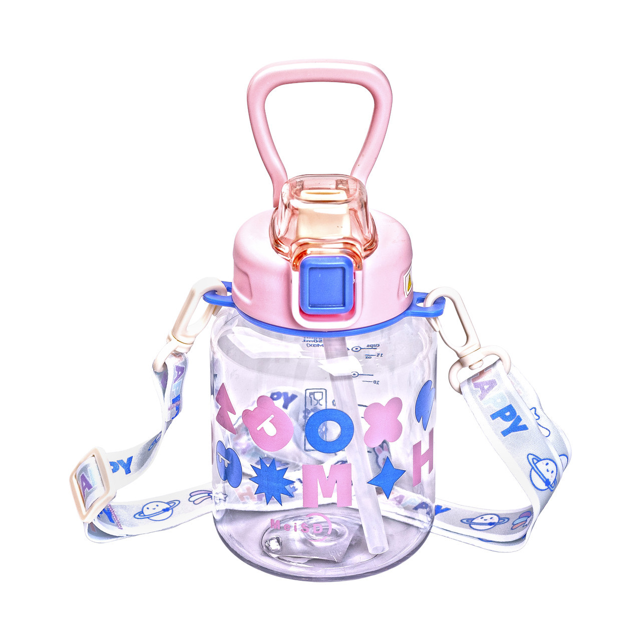 Пляшка для води Gucgres дитяча 650 мл на ремінці рожева HP-14-43P, фото 1