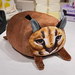 М'яка іграшка Рись Шльопа, 60 см / Іграшка подушка / Подушка антистрес / Іграшка м'яка рись