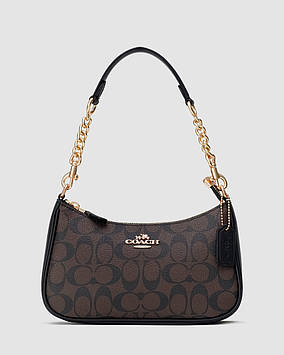 💎 Coach Teri Shoulder Bag In Signature Canvas Brown 24.5 x 14 x 6 см