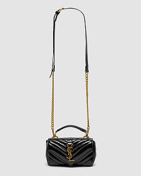 💎 Saint Laurent College Mini Quilted Crossbody Bag Black 20 х 10 х 5 см