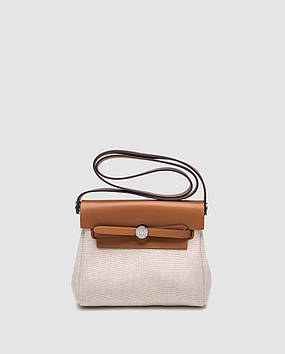 💎 Hermes Herbag Zip 20 Bag Brown/Canvas 20 х 17 х 7 см