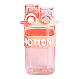 Пляшка для води з трубочкою 550 мл спортивна пластикова пляшка для тренувань Рожева HP-14-49P, фото 2