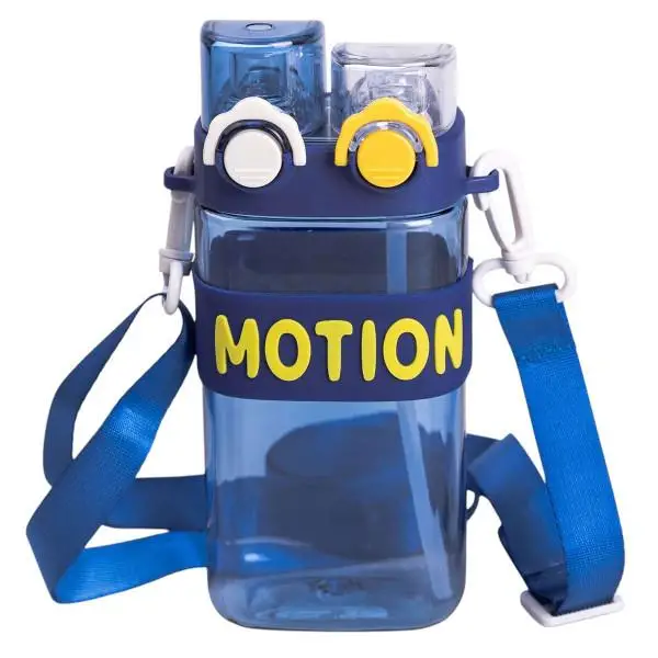 Пляшка для води з трубочкою 550 мл спортивна пластикова пляшка для тренувань Синя HP-14-49BL, фото 1