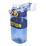 Пляшка для води з трубочкою 550 мл спортивна пластикова пляшка для тренувань Синя HP-14-49BL, фото 4