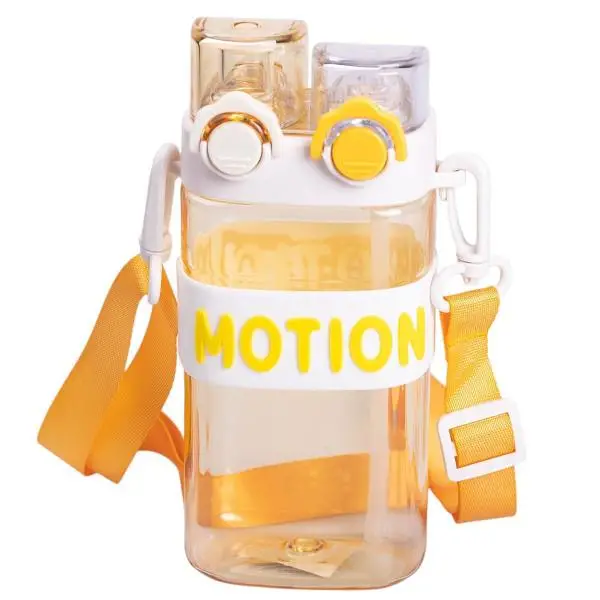 Пляшка для води з трубочкою 550 мл спортивна пластикова пляшка для тренувань Жовта HP-14-49Y, фото 1