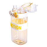 Пляшка для води з трубочкою 550 мл спортивна пластикова пляшка для тренувань Жовта HP-14-49Y, фото 5