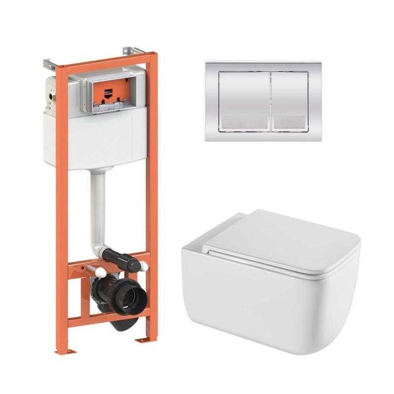 Готове рішення Qtap для ванної кімнати: підвісний унітаз Gemini Ultra Quiet 530х365х373 + комплект інсталяції Nest 4 в 1, фото 1