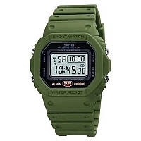Наручний годинник для військових Skmei Army Green-White, армійський протиударний аксесуар, колір зелений