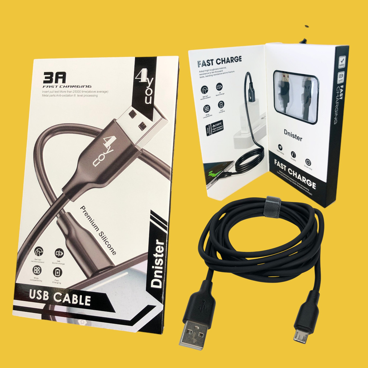 Кабель Usb Micro USB 4you Dnister 2.4A 2m black