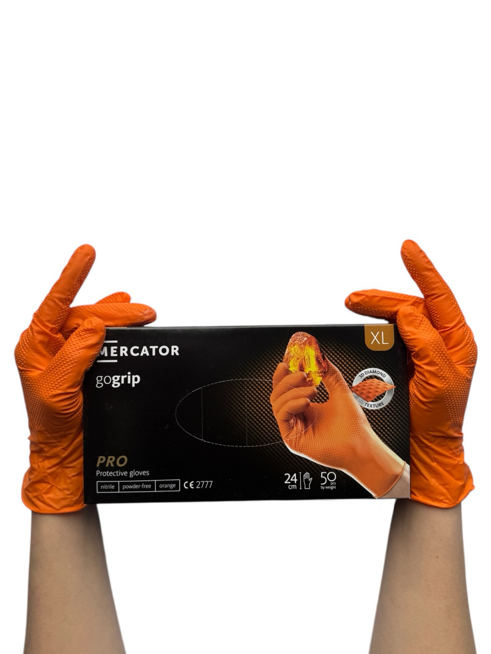 Рукавички нітрилові супер міцні GOGRIP XL (25 пар / уп) помаранчеві