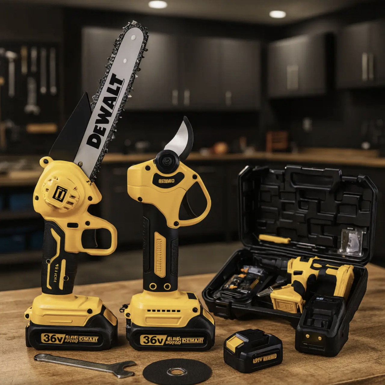 DeWalt 2в1: ланцюгова міні-пила та секатор, 2 АКБ 36В, швидка зарядка, гарантія 3 роки, фото 1