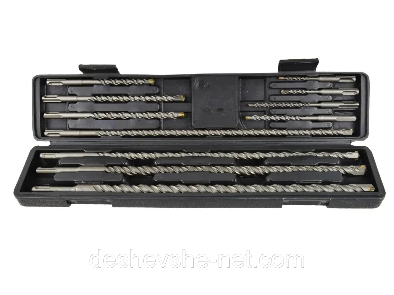 Набір твердосплавних бурів свердел по бетону для перфоратора 11 шт (5–20 мм) SDS Plus у кейсі