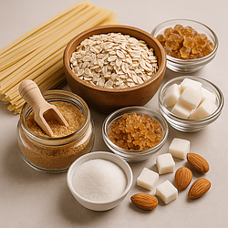 Крупи, цукор, макарони